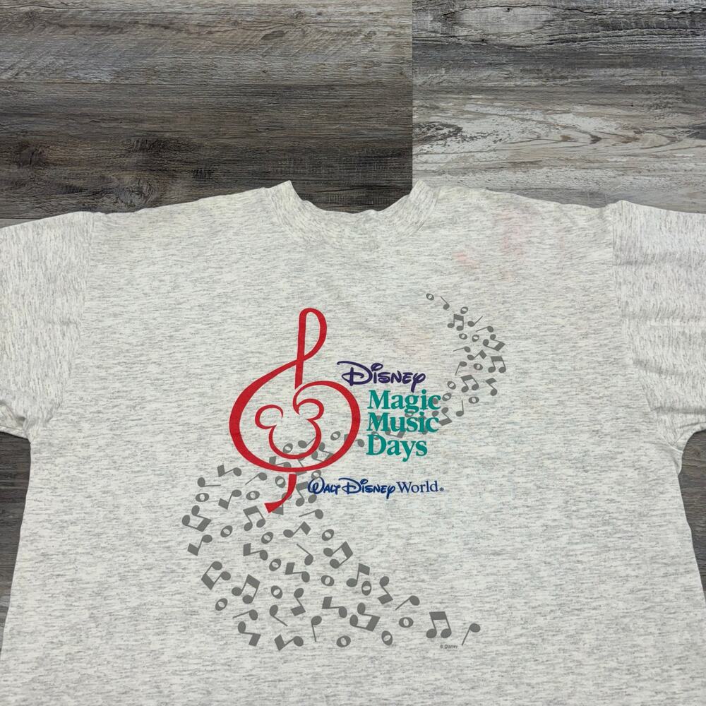 Vintage Walt Disney World‎ T-Shirt  WDW Heather Gray Mens XL Magic Music